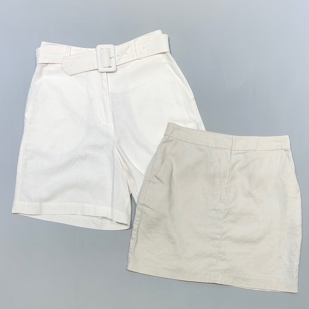 Summer set! Mango Bermuda Shorts Sz 4 and ASOS Linen Mini Skirt Sz S
